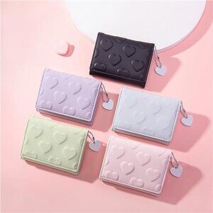 Womens Wallet Small Trifold Slim Leather Cute Wallet Cash Pocket with Heart